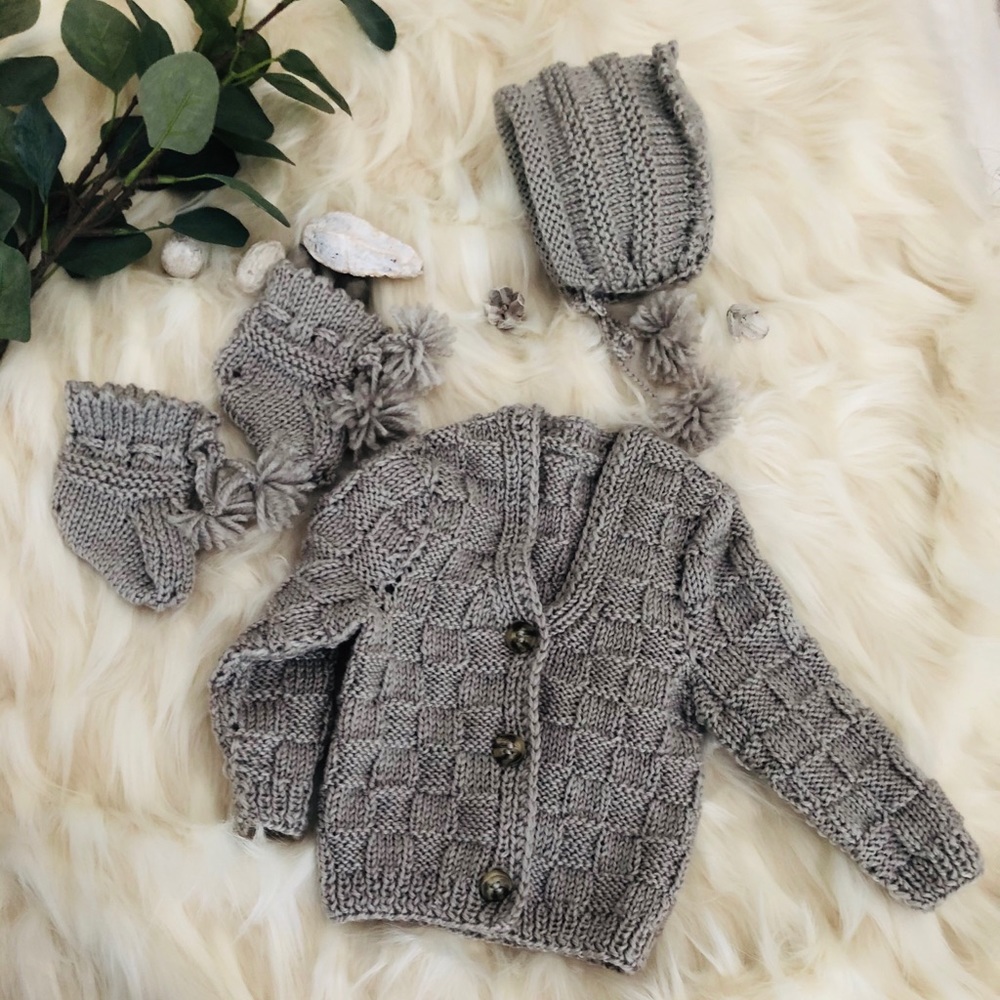 Gray Baby Cardigan Set